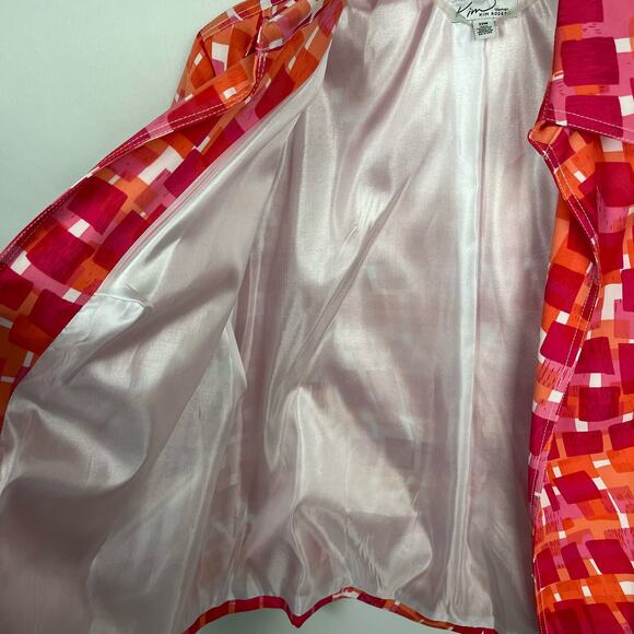 KIM ROGERS Pink & Orange Abstract Print Open-Front 3/4 Sleeve Jacket 22W Light - Picture 3 of 8